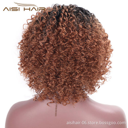 Aisi Hair Afro Kinky Curly Short Wigs Heat Resistant Synthetic Fiber Wigs Deep Curly Wigs for African Americans